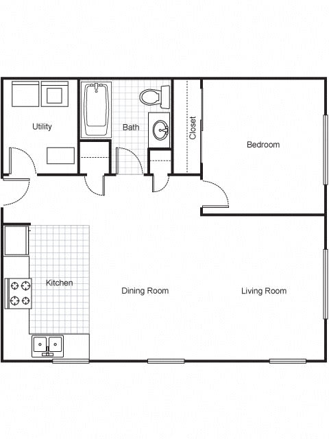 Floor Plan  1 Bedroom 1 Bath 2D Floorplan_Harmony Oaks Apartments, New Orleans, LA