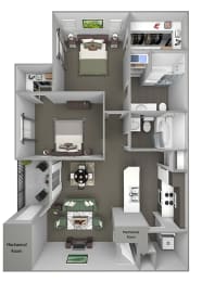 Grand Centennial Floor Plan B2 The Arapahoe - 2 bedrooms 1 bath - 3D