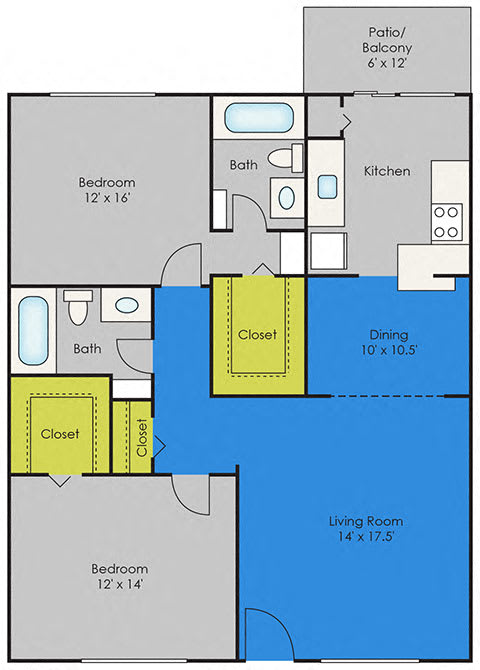 Floor Plan for 2 B 2B