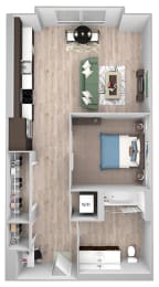 Floor Plan  La Via - A01D - studio - 1 bath - 3D floor plan