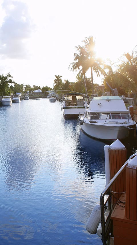 Boats in the harbor Eagles Pointe in Pompano Beach Florida at Eagle Pointe, Pompano Beach, FL