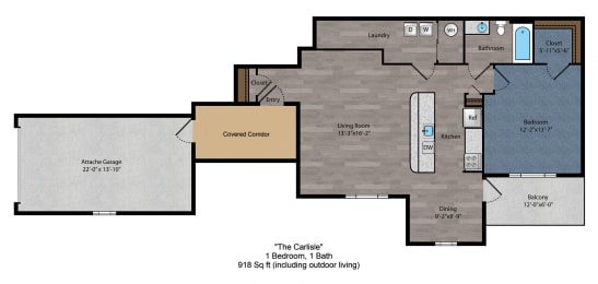 1 bed 1 bath floor plan F at The Flats on Houk, Delaware, 43015