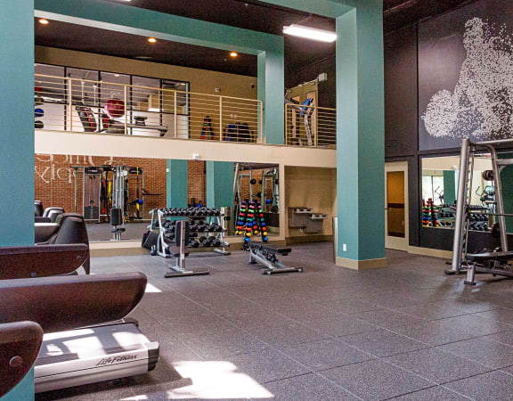 two story indoor gym at 712 Tucker Apartments Raleigh