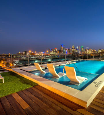 Rooftop pool facing downtown Dallas