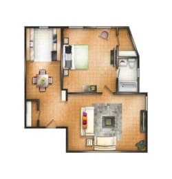 One BR 16 Floor plan at The Chesapeake, Washington
