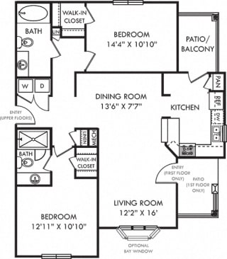 Braxton. 2 bedroom apartment. Kitchen with bartop open to living &amp; dinning rooms. 2 full bathrooms, shower stall in master. Walk-in closets. Patio/balcony.