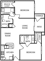  Floor Plan 2 Bed 2 Bath