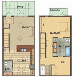 Floor Plan  One Bed Townhome Rehab Floor Plan | Apartments For Rent Shoreline Washington | Echo Lake
