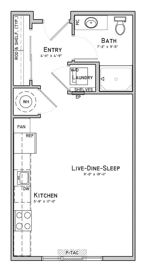 Unit A1-Bent-Studio at 360 at Jordan West best new apartments West Des Moines IA 50266