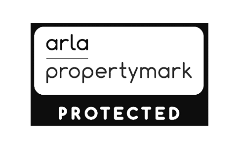 the logo proprietarymark projected on a white and black box