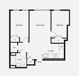 Floor Plan G Line 2 Bed 1 Bath