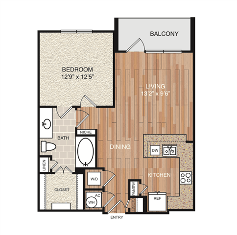 A4 Floor Plan at Berkshire Medical District, Dallas, 75219