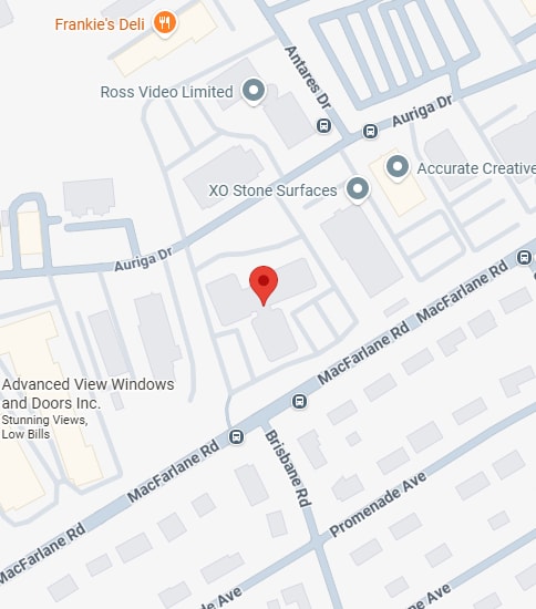 A map shows a red pin on a street labeled MacFarlane Rd.