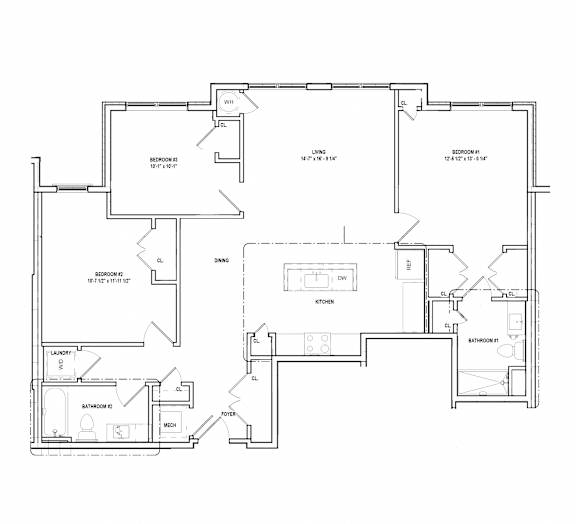 Riverwoods at Tollgate II - 2 Bedroom Floor Plan 3B
