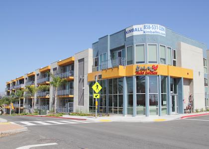 a building with a street in front of it