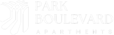 a green park boulevard apartments logo with the words park boulevards apartments