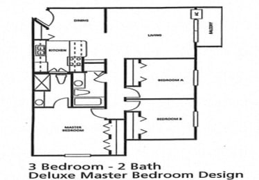  Floor Plan Three Bedroom 1.75 Bathroom
