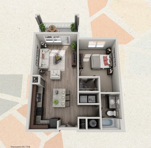 A2 - 1 Bedroom FloorPlan at Mosaic at Levis Commons, Perrysburg, OH