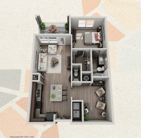 A3 - 1 Bedroom | Den FloorPlan at Mosaic at Levis Commons, Perrysburg, 43551