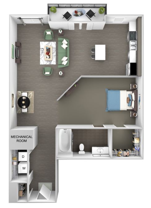 Windward Long Point - A1 - Osprey - Studio - 1 Bath - 3D