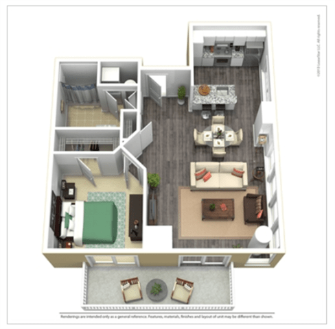 1 Bed - 1 Bath, 812 sq ft, A3 FloorPlan