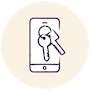 A smartphone with a key on its screen.