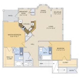 B2 Upper with Garage Floorplan 2 Bedroom 2 Bath at Artesian on Westheimer, Houston, 77077