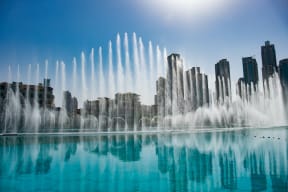 the fountains at the fountain show at the dubai mall