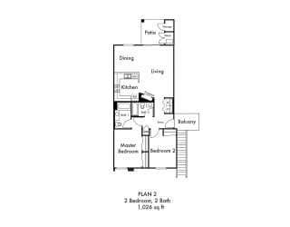 Hartford 2 Two Bedroom Two Bathroom Floor Plan