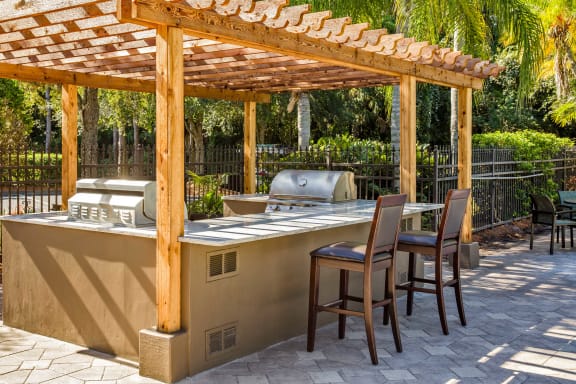 Outdoor Kitchen BBQ Grills at The Grand Reserve at Tampa Palms Apartments, Tampa, 33647