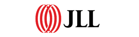 a red logo on a black background with the word