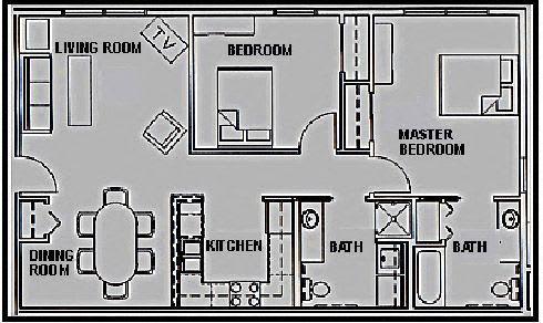 Floor Plan  2 Bedroom, 2 Bath floor plan