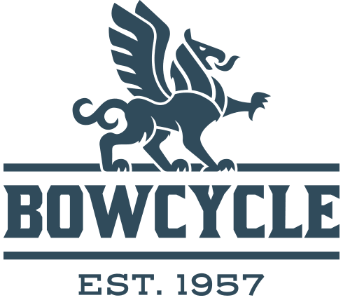 A logo with a winged horse and the text "BOWCYCLE" and "EST. 1957".