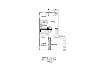 Hartford Two Bedroom Two Bathroom Floor Plan