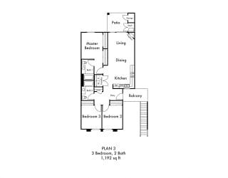 Lewiston Three Bedroom Two Bathroom Floor Plan