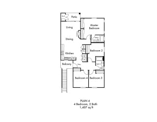Savannah Four Bedroom Two Bathroom Floor Plan
