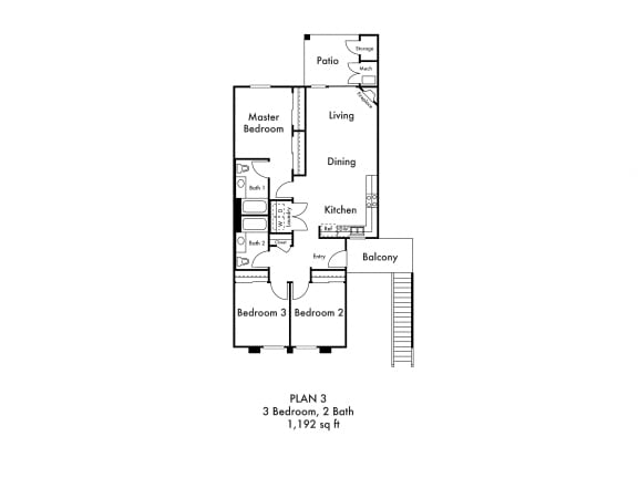 Lewiston Three Bedroom Two Bathroom Floor Plan
