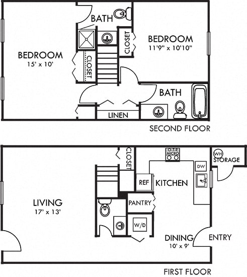 Norfolk 2 Bedroom apartment. 1st floor kitchen, dining, living, half bath. 2nd floor bedrooms, 1 full baths. Large closets. in-unit laundry