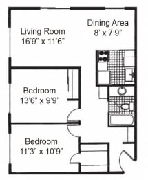  Floor Plan 2 Bedroom