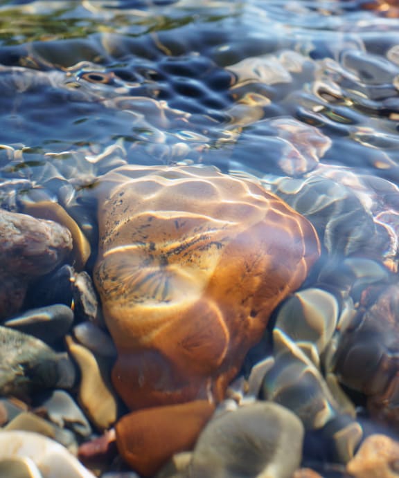 a close up of rocks in the water at Rivulet, Silverdale Washington