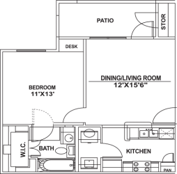 Floor Plan A2 - 1bed/1bath