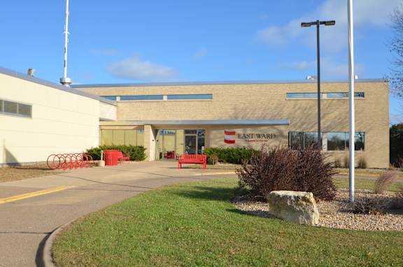 A building with the words East Ward on the front.
