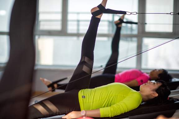 women stretching