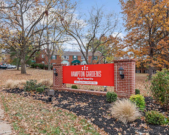 Property signage at Hampton Gardens, Saint Louis, 63139