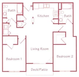 Floor Plan  Cypress two bedroom two bathroom Floorplan at Northridge Heights Apartments