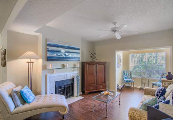 Enclave at Wolfchase Apartments in Cordova Tennessee photo of living room with fireplace