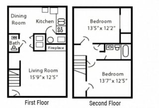 Floor Plan 2 Bedroom Townhome