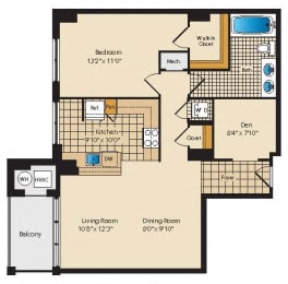 Arlington VA one bedroom apartments with balcony and den