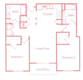 Cypress Cypress two bedroom two bathroom floor plan at Highland View