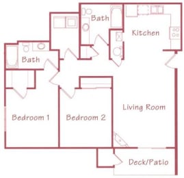 Floor Plan  Juniper two bedroom two bathroom floorplan at Northridge Heights Apartments